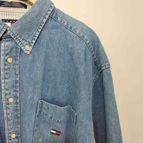 トミージーンズ tommy jeans 刺繍ロゴ デニムシャツ メンズ import:XL