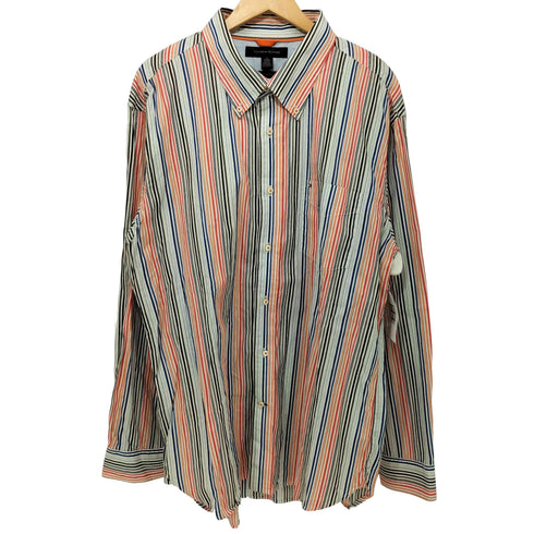 トミーヒルフィガー TOMMY HILFIGER Trim Fit マルチストライプ ロングスリーブシャツ メンズ XL