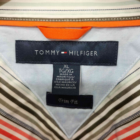 トミーヒルフィガー TOMMY HILFIGER Trim Fit マルチストライプ ロングスリーブシャツ メンズ XL