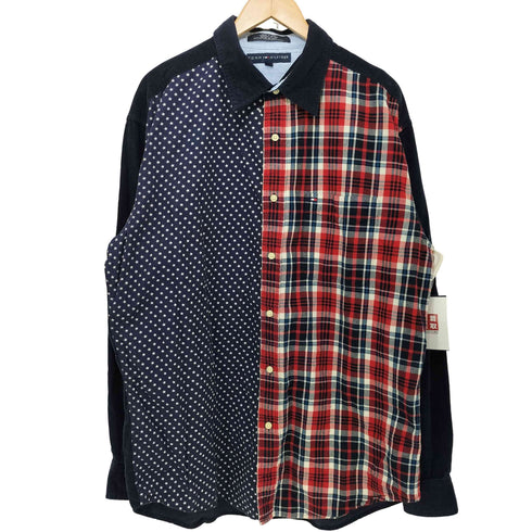 トミーヒルフィガー TOMMY HILFIGER パッチワーク ロングスリーブ コーデュロイシャツ メンズ L