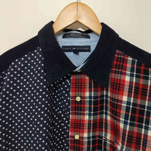 トミーヒルフィガー TOMMY HILFIGER パッチワーク ロングスリーブ コーデュロイシャツ メンズ L