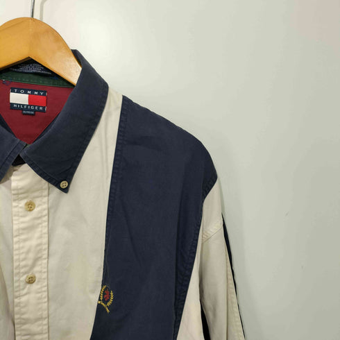 トミーヒルフィガー TOMMY HILFIGER エンブレム刺繍ロゴ ボタンダウン ロングスリーブシャツ メンズ XL