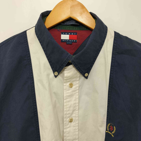 トミーヒルフィガー TOMMY HILFIGER エンブレム刺繍ロゴ ボタンダウン ロングスリーブシャツ メンズ XL