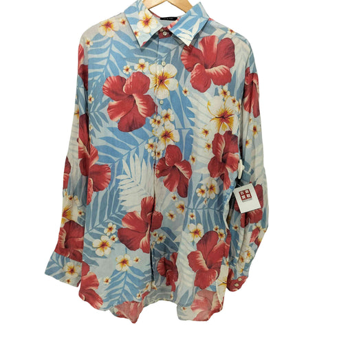 トミーヒルフィガー TOMMY HILFIGER 花柄 ロングスリーブ リネンシャツ メンズ L