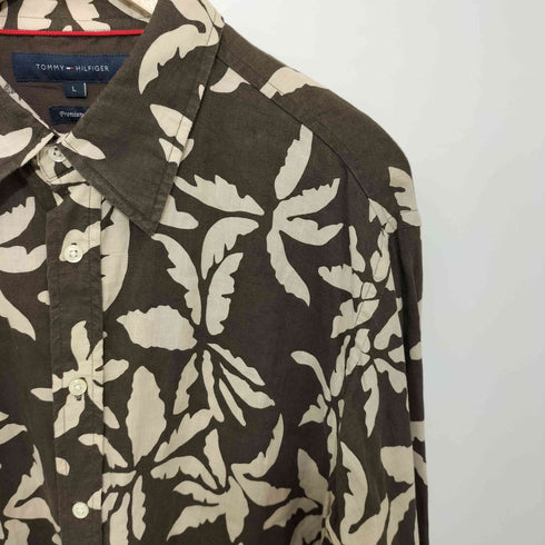 トミーヒルフィガー TOMMY HILFIGER 花柄 ロングスリーブ リネンシャツ メンズ L