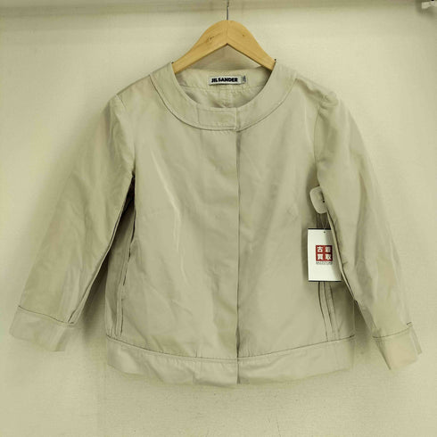 ジルサンダー JIL SANDER イタリア製 ポリシルク 比翼 ノーカラージャケット&ミディスカート セットアップ レディース ジャケット:34 スカート:36