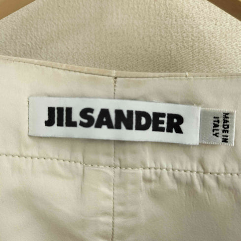 ジルサンダー JIL SANDER イタリア製 ポリシルク 比翼 ノーカラージャケット&ミディスカート セットアップ レディース ジャケット:34 スカート:36