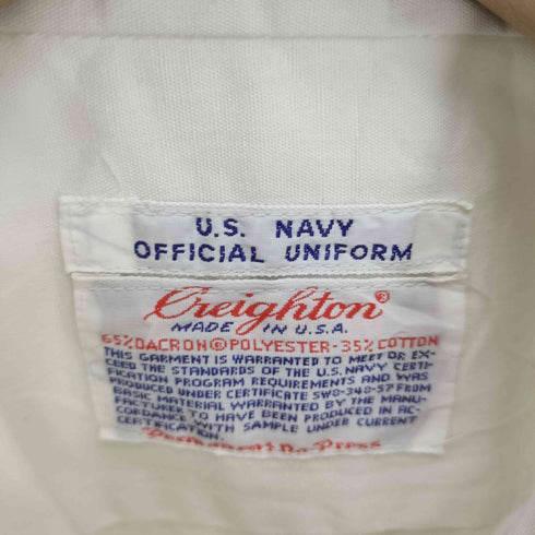 ユーエスネイビー U.S.NAVY USA製 襟芯 デカ襟 エポレット ポリコットン レギュラーカラー シャツ メンズ US:34