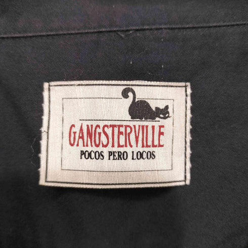 ギャングスタビル GANGSTERVILLE キス刺繍 長袖ボウリングシャツ 開襟シャツ メンズ M