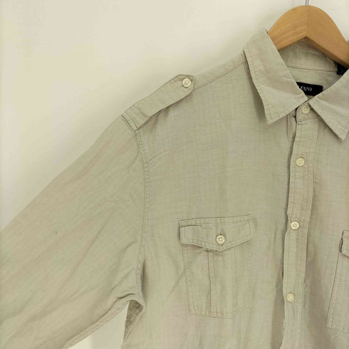 アルファニ ALFANI エポレット フラップポケット リネン混 レギュラーカラーシャツ メンズ import:L