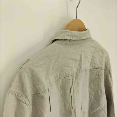 アルファニ ALFANI エポレット フラップポケット リネン混 レギュラーカラーシャツ メンズ import:L