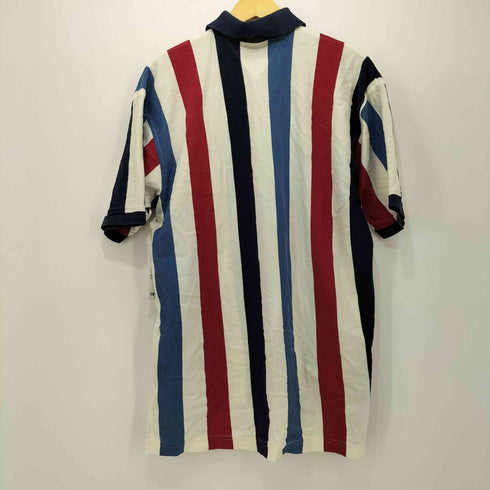 トミーヒルフィガー TOMMY HILFIGER エンブレム刺繍ロゴ マルチストライプ ポロシャツ メンズ L