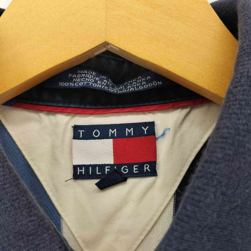 トミーヒルフィガー TOMMY HILFIGER エンブレム刺繍ロゴ マルチストライプ ポロシャツ メンズ L