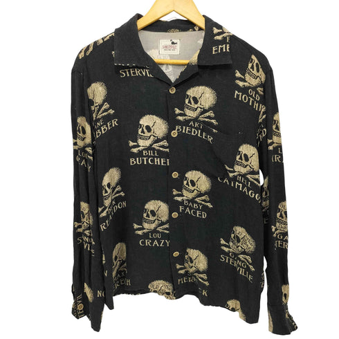 ギャングスタビル GANGSTERVILLE RIP GANG SHORT LONG SHIRTS 長袖開襟シャツ ドクロ メンズ M