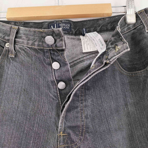 アルマーニジーンズ ARMANI JEANS ECO-WASH ボタンフライ ブラックデニムパンツ メンズ