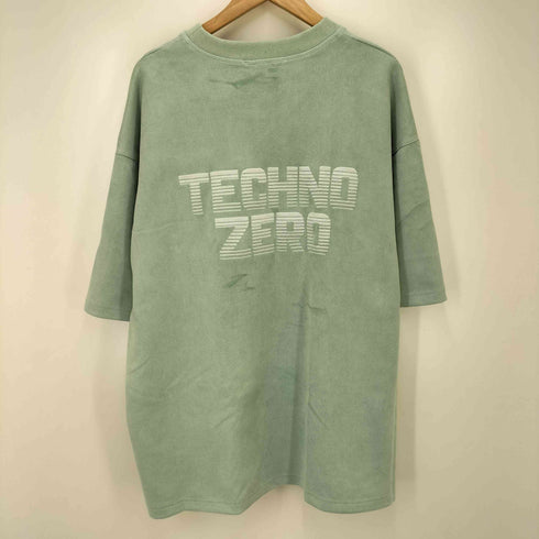 ザラ ZARA TECHNO ZERO 刺繍 フェイク スウェードタッチ クルーネック S/S Tシャツ メンズ import:L