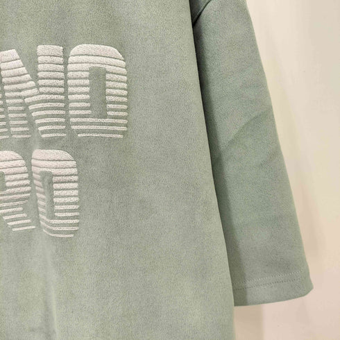 ザラ ZARA TECHNO ZERO 刺繍 フェイク スウェードタッチ クルーネック S/S Tシャツ メンズ import:L