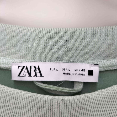 ザラ ZARA TECHNO ZERO 刺繍 フェイク スウェードタッチ クルーネック S/S Tシャツ メンズ import:L