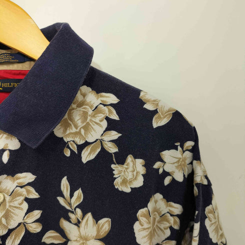 トミーヒルフィガー TOMMY HILFIGER 刺繍ロゴ 花柄 ポロシャツ メンズ XL
