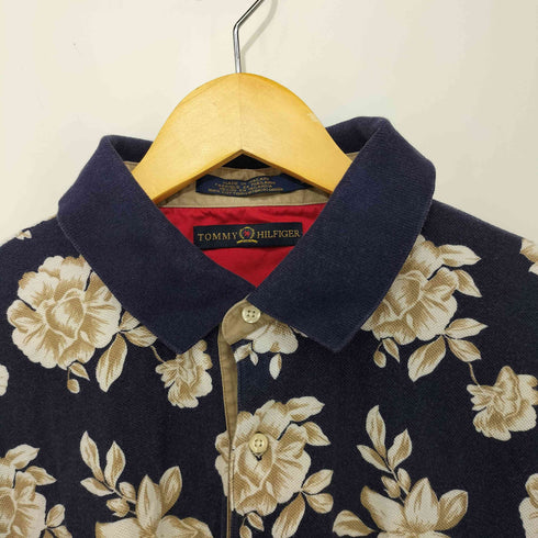 トミーヒルフィガー TOMMY HILFIGER 刺繍ロゴ 花柄 ポロシャツ メンズ XL
