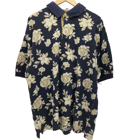 トミーヒルフィガー TOMMY HILFIGER 刺繍ロゴ 花柄 ポロシャツ メンズ L
