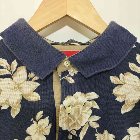 トミーヒルフィガー TOMMY HILFIGER 刺繍ロゴ 花柄 ポロシャツ メンズ L