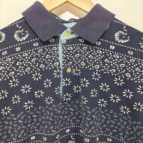トミーヒルフィガー TOMMY HILFIGER エンブレム刺繍ロゴ ペイズリー柄 ポロシャツ メンズ M