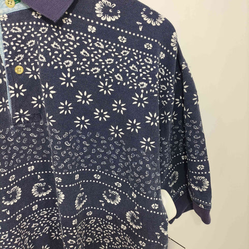 トミーヒルフィガー TOMMY HILFIGER エンブレム刺繍ロゴ ペイズリー柄 ポロシャツ メンズ M