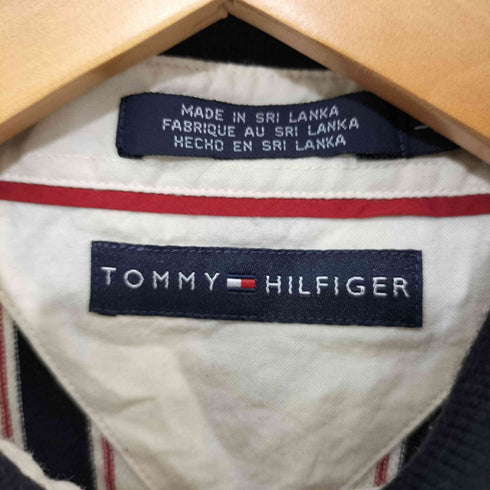 トミーヒルフィガー TOMMY HILFIGER 刺繍ロゴ マルチストライプ ポロシャツ メンズ L