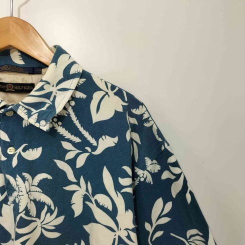 トミーヒルフィガー TOMMY HILFIGER エンブレム刺繍ロゴ 花柄 ポロシャツ メンズ L