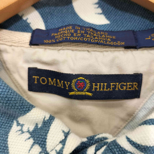 トミーヒルフィガー TOMMY HILFIGER エンブレム刺繍ロゴ 花柄 ポロシャツ メンズ L
