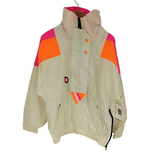韓国製 unbuster perfprmance sports apparel サンバスター パフォーマンス スポーツ アパレル 比翼ボタン ハーフジップ ナイロン スキーウェア ジャケット レディース import:L