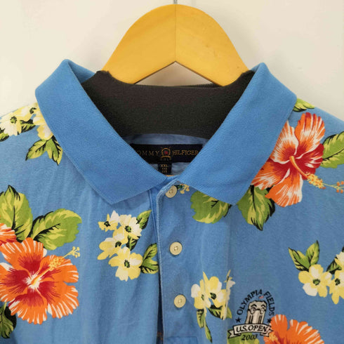 トミーヒルフィガーゴルフ TOMMY HILFIGER GOLF 刺繍ロゴ 花柄 ポロシャツ メンズ XXL