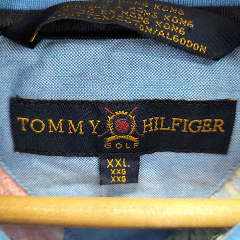 トミーヒルフィガーゴルフ TOMMY HILFIGER GOLF 刺繍ロゴ 花柄 ポロシャツ メンズ XXL