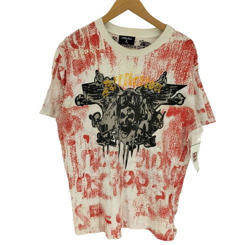 AFFLICTION 血 スカル 総柄 プリント S/S クルーネック Tシャツ Y2K メンズ import:XL