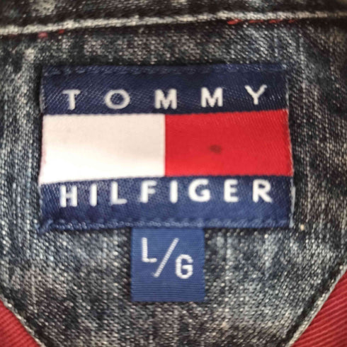 トミーヒルフィガー TOMMY HILFIGER エンブレム刺繍ロゴ ハーフジップ プルオーバーシャツ メンズ L