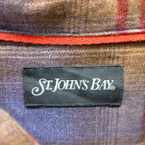 セントジョンズベイ STJOHNS BAY 香港製 ボタンダウンチェックネルシャツ メンズ import:L