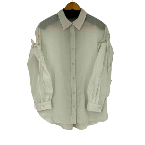 肩リボンシアー透け感シャツ レディース JPN:M