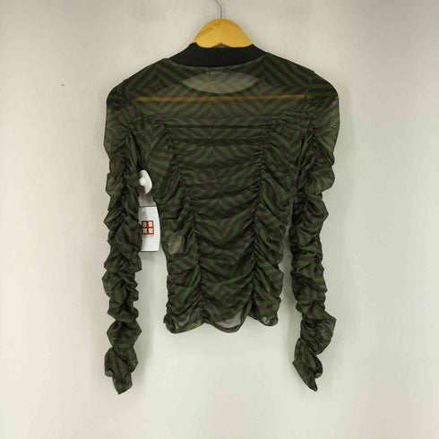 ザラ ZARA 総柄 シアーギャザー L/S トップス レディース import:S