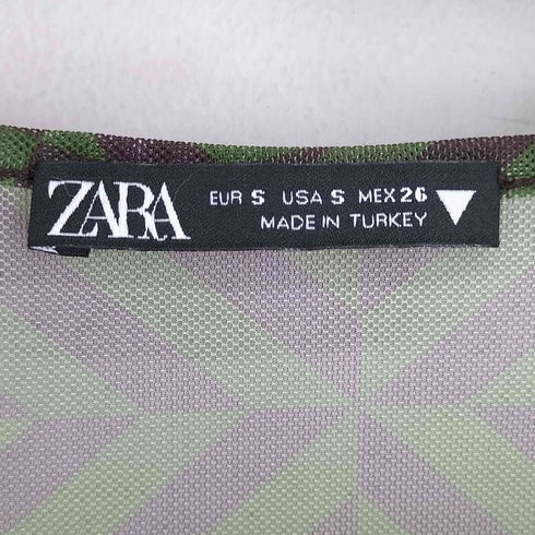ザラ ZARA 総柄 シアーギャザー L/S トップス レディース import:S