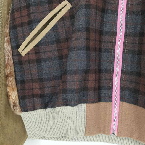 MonoRis 異素材切替 クレイジーパターン ブルゾン ジップアップジャケット メンズ