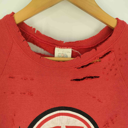 フルーツオブザルーム FRUIT OF THE LOOM 80s USA製 カレッジロゴプリント クラッシュ加工 ラグラン スウェットTシャツ メンズ import:L
