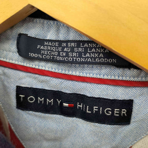 トミーヒルフィガー TOMMY HILFIGER 00s ロゴ刺繍 ストライプポロシャツ メンズ import:L