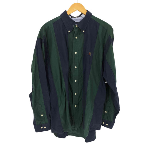 トミーヒルフィガー TOMMY HILFIGER エンブレム刺繍 ストライプBDシャツ メンズ import:XL