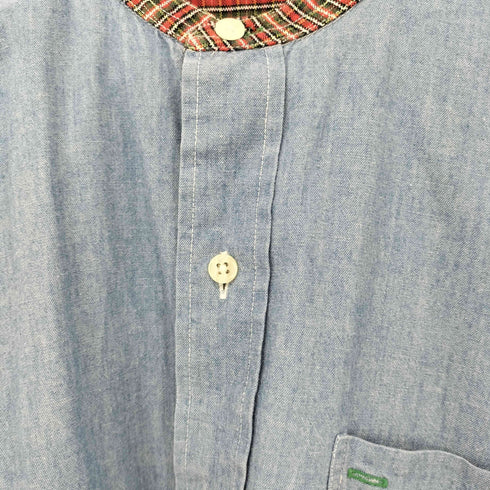 トミーヒルフィガー TOMMY HILFIGER エンブレム刺繍 バンドカラー シャンブレーシャツ メンズ import:S