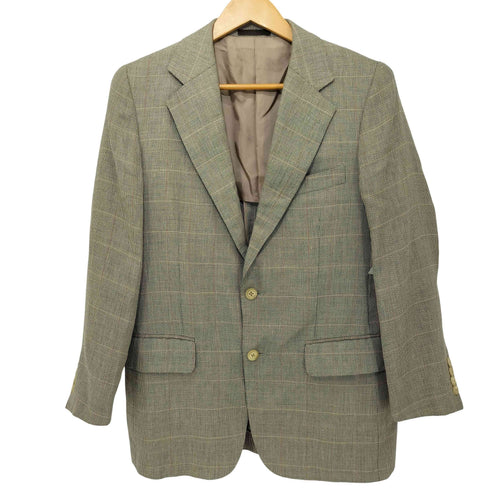 バーバリーロンドン BURBERRY LONDON リネン混 背抜きチェック柄2B テーラードジャケット メンズ 90-78-165
