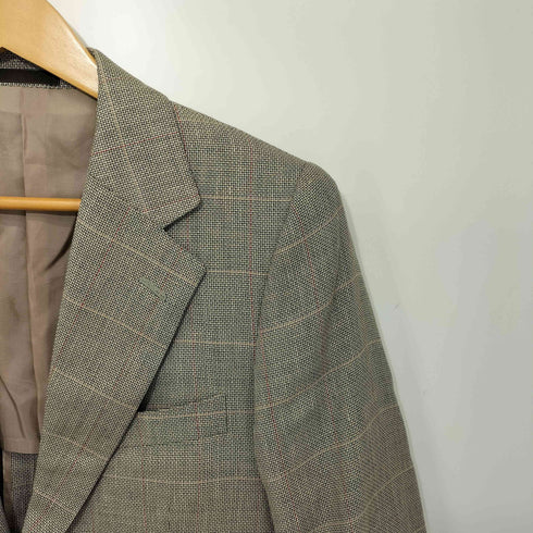 バーバリーロンドン BURBERRY LONDON リネン混 背抜きチェック柄2B テーラードジャケット メンズ 90-78-165
