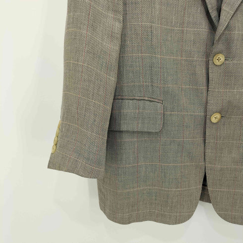 バーバリーロンドン BURBERRY LONDON リネン混 背抜きチェック柄2B テーラードジャケット メンズ 90-78-165