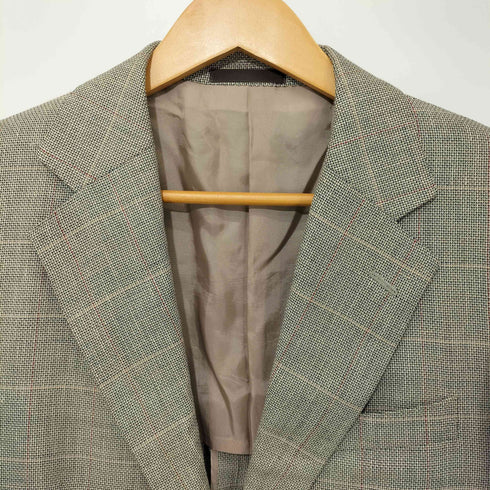 バーバリーロンドン BURBERRY LONDON リネン混 背抜きチェック柄2B テーラードジャケット メンズ 90-78-165