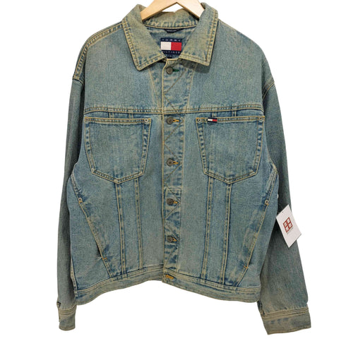 トミーヒルフィガー TOMMY HILFIGER 90-00s フラッグ刺繍 デニムジャケット メンズ import:L